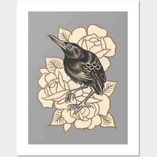 Starling with Roses Posters and Art